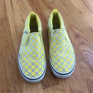 VANS Slip-on Yellow Check Pattern, Missy Teen Size 5